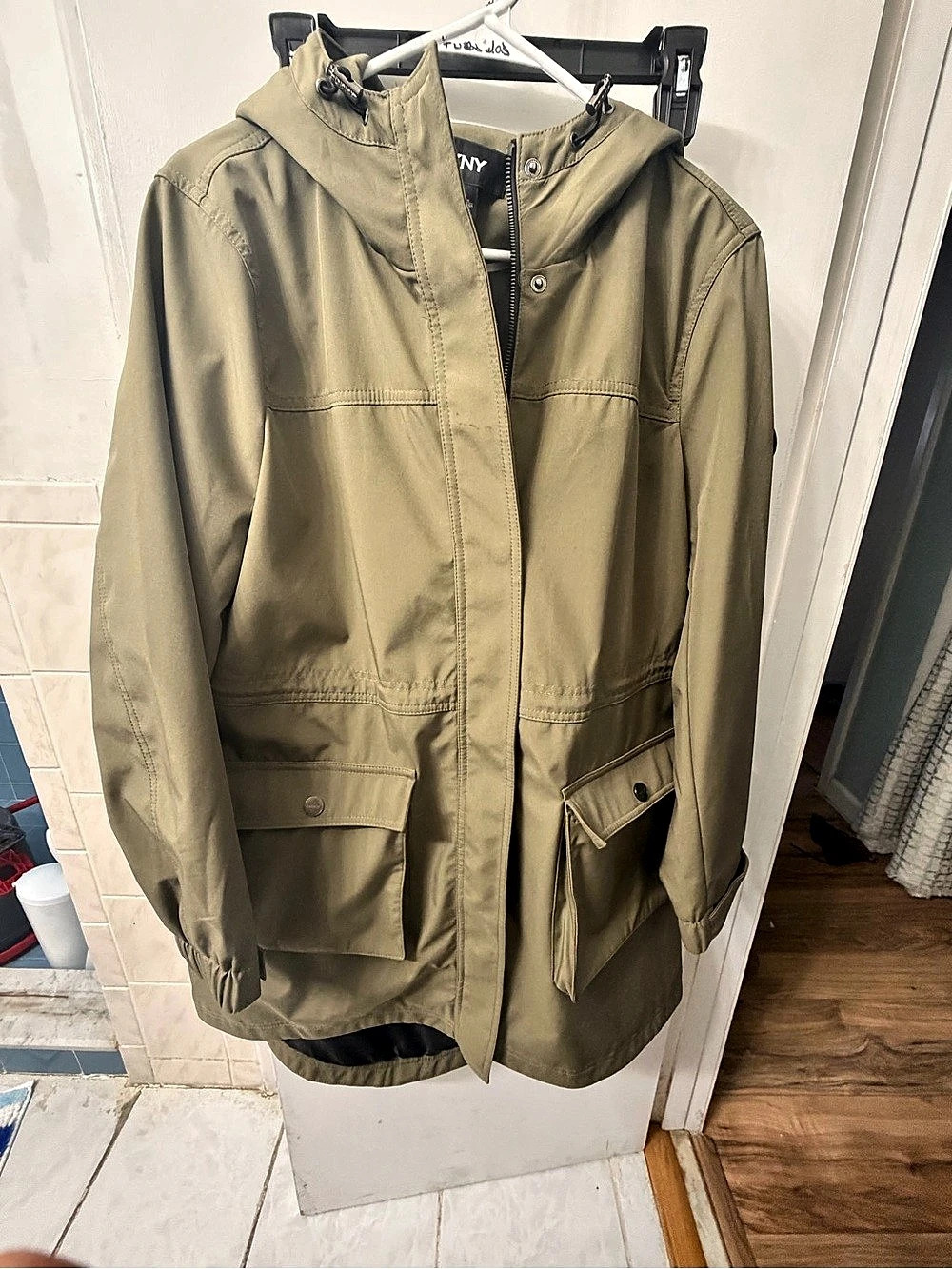 DKNY Olive Green Hooded Utility Anorak Jacket Women's Olive Size Large